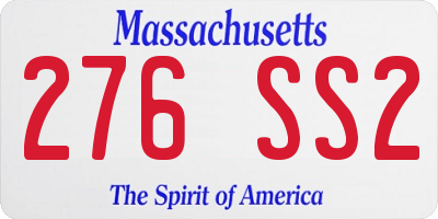 MA license plate 276SS2