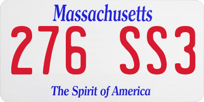 MA license plate 276SS3