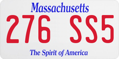 MA license plate 276SS5