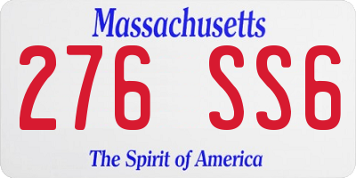 MA license plate 276SS6