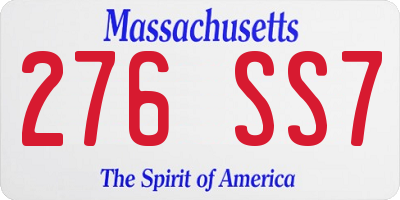 MA license plate 276SS7