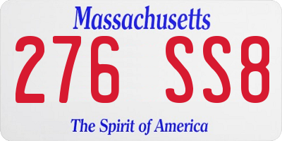 MA license plate 276SS8