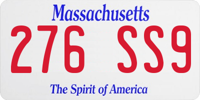 MA license plate 276SS9