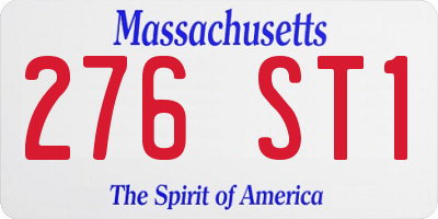 MA license plate 276ST1