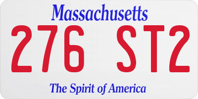 MA license plate 276ST2