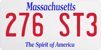 MA license plate 276ST3