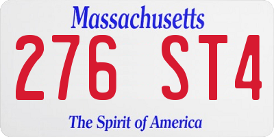 MA license plate 276ST4