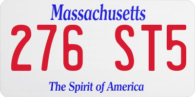 MA license plate 276ST5