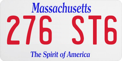 MA license plate 276ST6