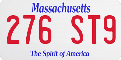 MA license plate 276ST9