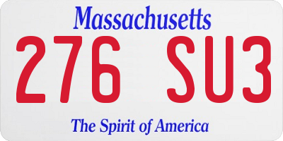 MA license plate 276SU3