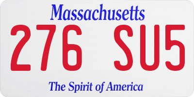 MA license plate 276SU5