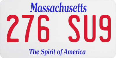 MA license plate 276SU9