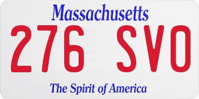 MA license plate 276SV0