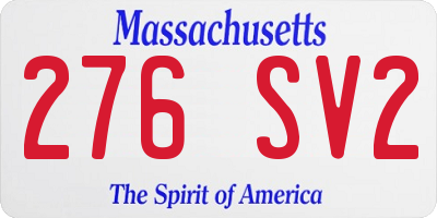 MA license plate 276SV2