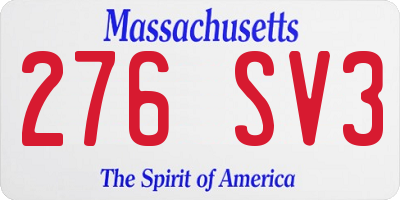 MA license plate 276SV3