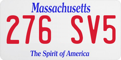 MA license plate 276SV5