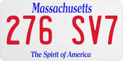 MA license plate 276SV7