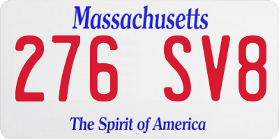 MA license plate 276SV8