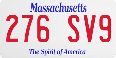 MA license plate 276SV9