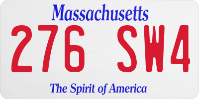 MA license plate 276SW4