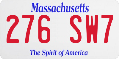 MA license plate 276SW7