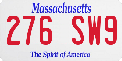 MA license plate 276SW9