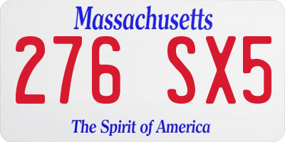 MA license plate 276SX5