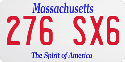 MA license plate 276SX6