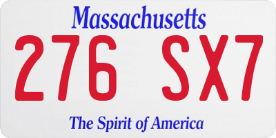 MA license plate 276SX7