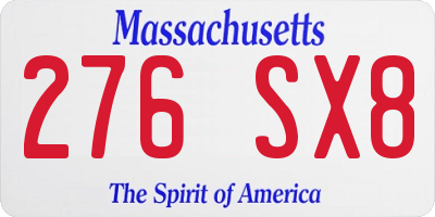 MA license plate 276SX8