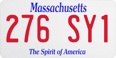 MA license plate 276SY1