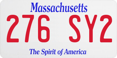 MA license plate 276SY2