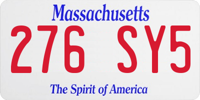 MA license plate 276SY5