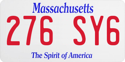 MA license plate 276SY6