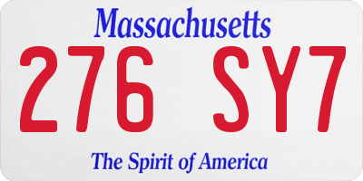 MA license plate 276SY7