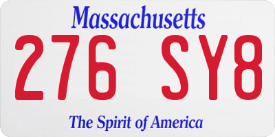 MA license plate 276SY8