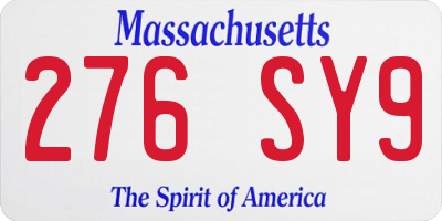 MA license plate 276SY9