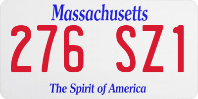 MA license plate 276SZ1