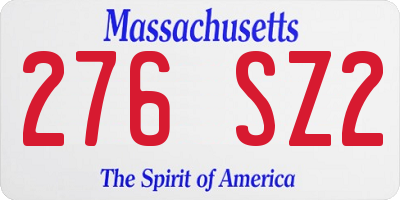 MA license plate 276SZ2