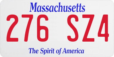 MA license plate 276SZ4