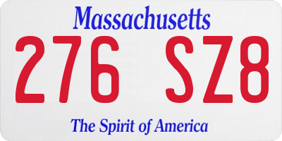 MA license plate 276SZ8