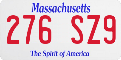 MA license plate 276SZ9