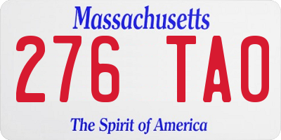 MA license plate 276TA0