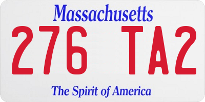 MA license plate 276TA2