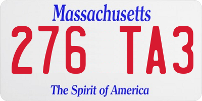 MA license plate 276TA3
