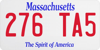 MA license plate 276TA5