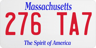 MA license plate 276TA7