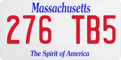 MA license plate 276TB5