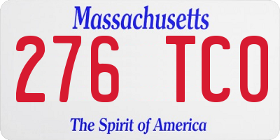 MA license plate 276TC0